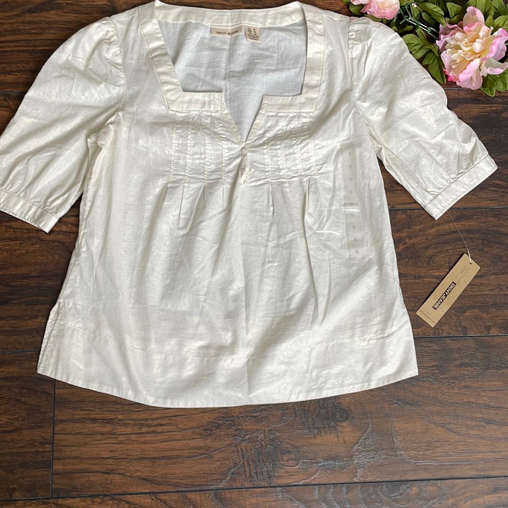 DKNY Pretty shimmer detail short sleeve top